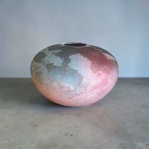 Raku Studio Large Pottery Vase/Centerpiece signed Tony Evans